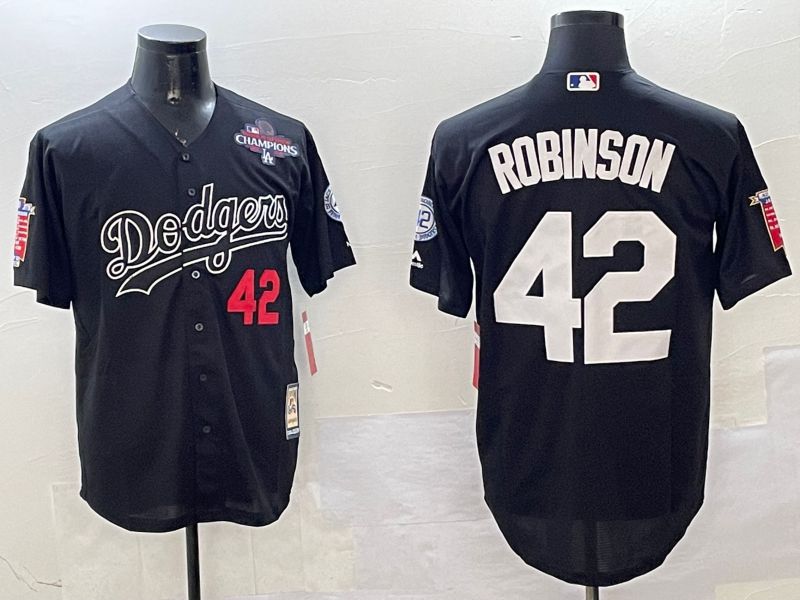 Men Los Angeles Dodgers #42 Robinson Black Throwback 2025 Nike MLB Jersey style 2->los angeles dodgers->MLB Jersey